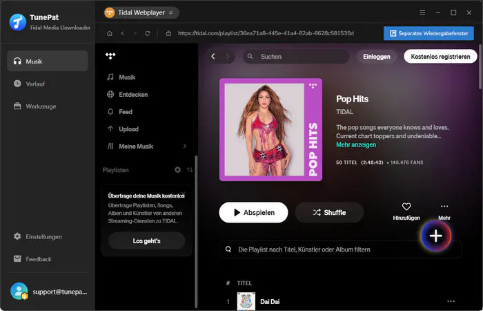Tidal-Playlist auswählen
