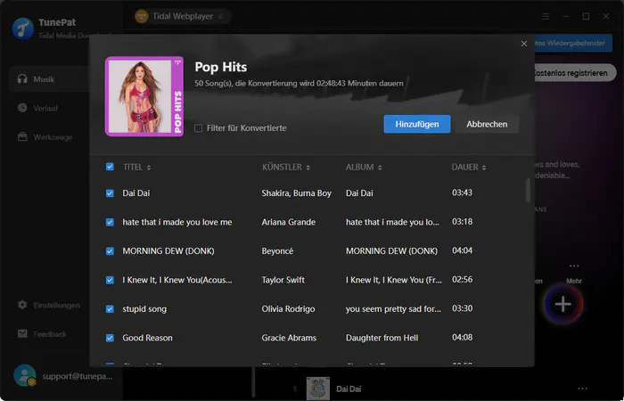 Musik von Tidal hinzufügen