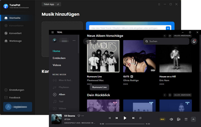 Tidal App zusammen öffnen