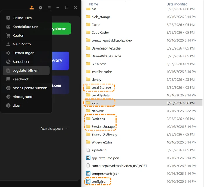 logs-Dateien senden