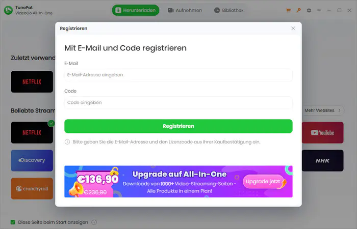 TunePat registrieren