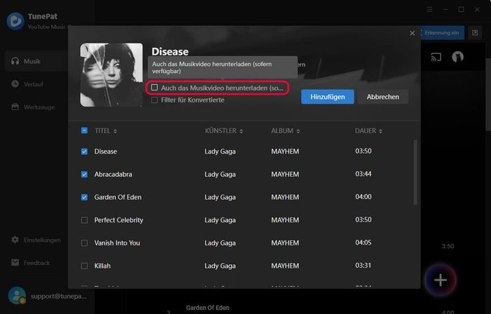Musik von YouTube Music hinzufügen - Schritt 2