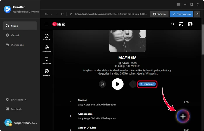 Musik von YouTube Music hinzufügen - Schritt 1