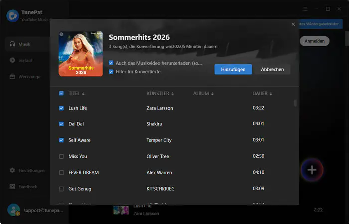 YouTube Musik hinzufügen